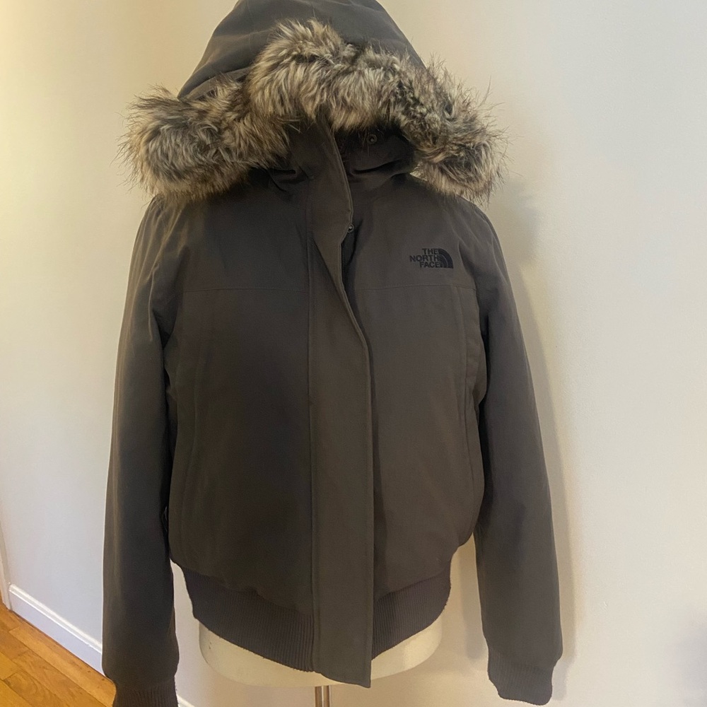 The North Face Gray Ski Jacket with Fur Trim